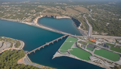 outdoors,day,water,tree,no humans,ocean,from above,building,nature,scenery,city,road,watercraft,bridge,river,boat,landscape,sky,beach,forest,mountain,cityscape,tower,shore,real world location