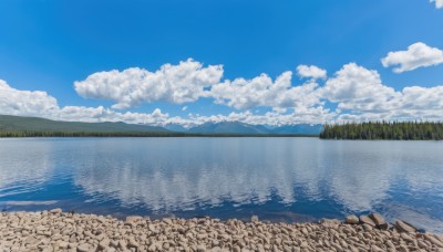 outdoors,sky,day,cloud,water,tree,blue sky,no humans,ocean,cloudy sky,grass,nature,scenery,forest,reflection,rock,mountain,horizon,river,landscape,lake,reflective water,beach,shore,island