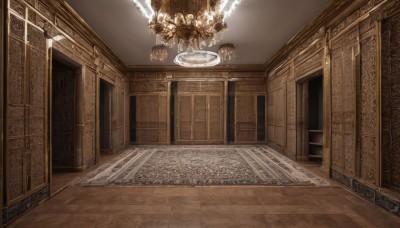 indoors,no humans,window,sunlight,scenery,wooden floor,stairs,door,light,architecture,pillar,statue,ceiling,hallway,carpet,church,arch,ceiling light,chandelier,column,fantasy,magic circle,floor