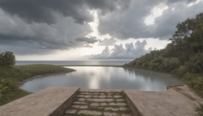 outdoors,sky,day,cloud,water,tree,no humans,ocean,cloudy sky,grass,plant,nature,scenery,forest,reflection,horizon,road,bush,river,path,sunlight,landscape,lake,shore