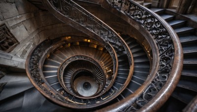 indoors,no humans,from above,scenery,stairs,fantasy,gears,close-up,reflection,wooden floor,clock,still life,eye focus,stone floor