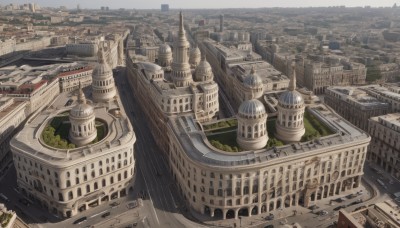 outdoors,day,water,tree,no humans,from above,building,scenery,city,road,cityscape,watercraft,architecture,bridge,river,castle,tower,boat,sky,skyscraper,real world location