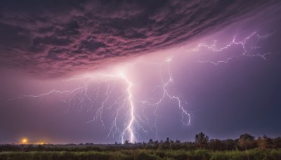 outdoors,sky,cloud,tree,no humans,cloudy sky,grass,nature,scenery,forest,sunset,electricity,lightning,landscape,multiple boys,night,fire