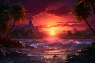 PREMIUM,outdoors,sky,cloud,water,tree,no humans,bird,ocean,leaf,beach,sunlight,cloudy sky,nature,scenery,forest,sunset,rock,mountain,sand,palm tree,sun,horizon,waves,shore,orange sky,cliff,red sky,island,plant,evening,landscape