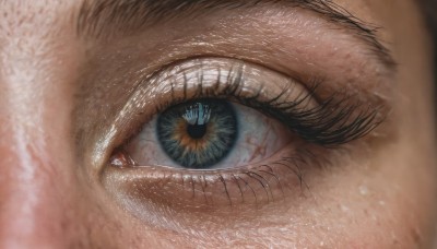 solo,looking at viewer,blue eyes,1boy,male focus,blurry,eyelashes,close-up,1other,reflection,realistic,eye focus,black hair,2boys