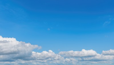 monochrome,outdoors,sky,day,cloud,blue sky,no humans,cloudy sky,scenery,blue theme,horizon,bird,above clouds