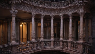 indoors,no humans,window,scenery,6+boys,stairs,door,light,candle,architecture,pillar,statue,church,arch,candlestand,chandelier,column,throne