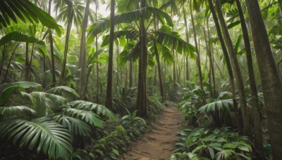 outdoors,day,tree,dutch angle,no humans,leaf,sunlight,grass,plant,nature,scenery,forest,bamboo,green theme,bamboo forest,road,bush,path