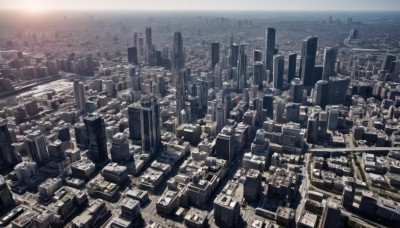 outdoors,sky,no humans,from above,building,scenery,city,cityscape,river,skyscraper,landscape,rooftop,city lights,day,ocean,sunlight,horizon,skyline,real world location