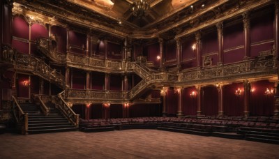 indoors,no humans,window,scenery,stairs,light,pillar,ceiling,carpet,arch,chandelier,column,night,door,candle,architecture,throne,candlestand