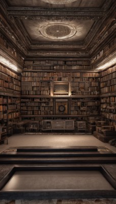 indoors,book,no humans,sunlight,scenery,wooden floor,stairs,clock,bookshelf,library,ceiling,ladder,carpet,voile