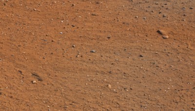 outdoors,no humans,traditional media,scenery,brown theme,orange theme,from above,rock,sand,orange background,road,debris,desert,footprints