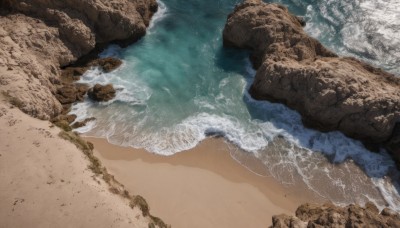 outdoors,day,water,tree,no humans,ocean,beach,scenery,rock,sand,waves,shore,footprints,from above