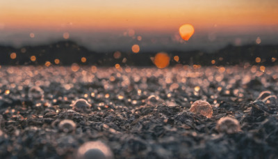 outdoors, blurry, no humans, depth of field, blurry background, scenery, lantern, bokeh, paper lantern