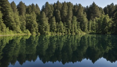 outdoors,sky,day,cloud,water,tree,blue sky,no humans,nature,scenery,forest,reflection,mountain,river,landscape,lake,fantasy,reflective water