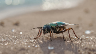 outdoors, blurry, no humans, depth of field, animal, bug, realistic, antennae