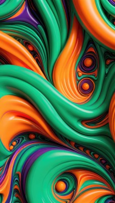 1girl,solo,looking at viewer,orange eyes,no humans,tentacles,close-up,colorful,abstract,eye focus,orange hair,lips,surreal,abstract background