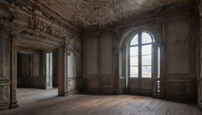 day,indoors,no humans,window,sunlight,scenery,stairs,door,clock,architecture,pillar,hallway,church,arch,wooden floor,fantasy,ceiling,carpet,chandelier,column