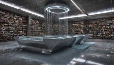 indoors,water,book,no humans,window,building,scenery,reflection,science fiction,rain,city,bookshelf,tiles,tile floor,skyscraper,library,military,aircraft,airplane,vehicle focus,jet,whale,fighter jet