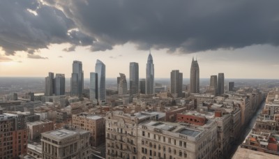 outdoors,sky,cloud,water,no humans,ocean,cloudy sky,ground vehicle,building,scenery,motor vehicle,sunset,city,horizon,car,cityscape,skyscraper,sunlight,road,skyline,real world location