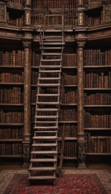 indoors,book,no humans,scenery,stairs,bookshelf,library,carpet,voile,wooden floor,book stack,ladder,rug,chandelier