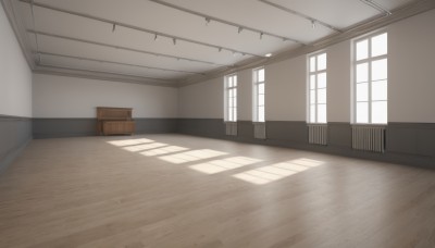 day,indoors,no humans,window,shadow,chair,sunlight,box,scenery,wooden floor,door,school,floor,hallway,curtains,desk,ceiling,still life,ceiling light