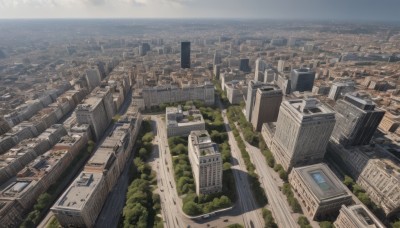 outdoors,sky,cloud,tree,no humans,from above,building,scenery,city,cityscape,skyscraper,day,water,ocean,horizon,road,river,shore,real world location