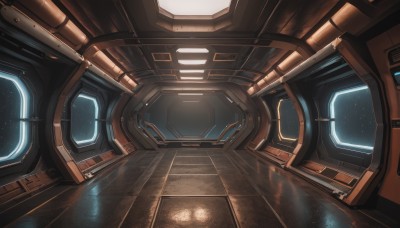 no humans,star (sky),scenery,reflection,science fiction,wooden floor,space,spacecraft,solo,sky,indoors,window,robot,close-up,machinery,realistic,cable,planet,spacesuit,cockpit,machine