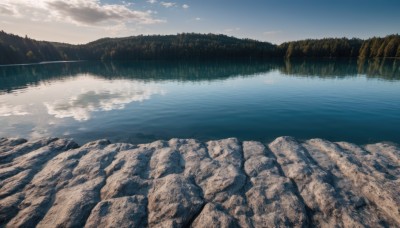 outdoors,sky,day,cloud,water,tree,blue sky,no humans,ocean,moon,cloudy sky,nature,scenery,forest,reflection,rock,mountain,horizon,river,landscape,lake,cliff,shore