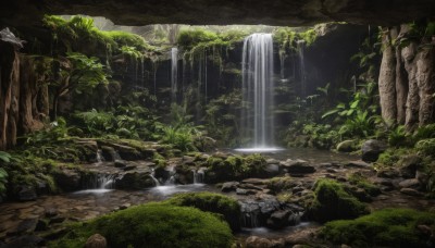 outdoors,day,water,tree,no humans,sunlight,plant,nature,scenery,forest,rock,river,waterfall,cave,moss,stream,landscape