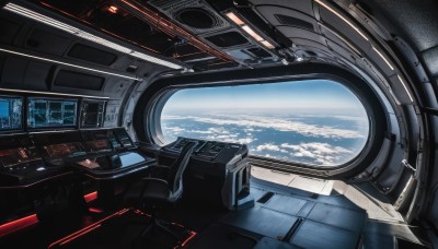 sky,cloud,signature,no humans,window,scenery,science fiction,space,planet,earth (planet),spacecraft,cockpit,realistic