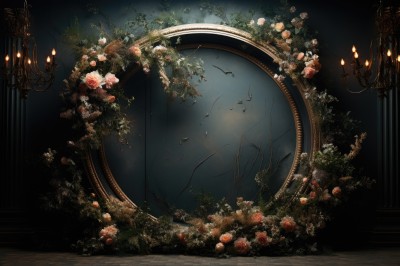 PREMIUM,flower,tree,no humans,night,rose,bird,plant,red flower,scenery,pink flower,red rose,candle,dark,pink rose,arch,candlestand,indoors,fire,white flower,nature,forest,bush,vines,pillar,chandelier