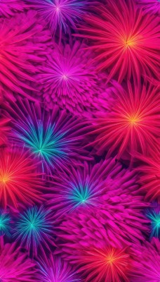 flower,no humans,scenery,pink theme,fireworks,colorful,outdoors,sky,night,glowing,abstract,aerial fireworks