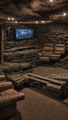 indoors,no humans,scenery,science fiction,rock,ruins,television,monitor,cave,realistic,computer,game console,spacecraft,screen