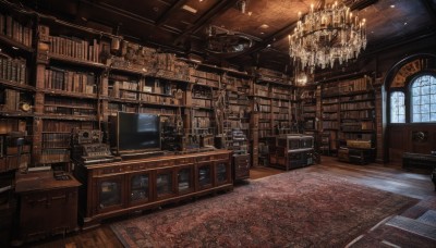 day,indoors,book,no humans,window,chair,table,sunlight,scenery,wooden floor,stairs,door,clock,bookshelf,lamp,architecture,shelf,library,ceiling,ladder,carpet,ceiling light,rug,chandelier,globe,fireplace,desk,candle,candlestand,cabinet