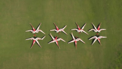 simple background,military,pokemon (creature),no humans,multiple views,from above,flying,green background,aircraft,military vehicle,airplane,vehicle focus,jet,fighter jet,looking at viewer,gradient,gradient background,straight-on,green theme