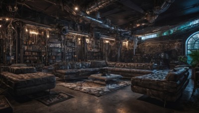 indoors,book,no humans,window,chair,table,sunlight,plant,scenery,couch,science fiction,wooden floor,stairs,bookshelf,potted plant,lamp,shelf,carpet,rug,clock,barrel,industrial pipe