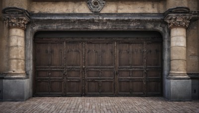 outdoors,indoors,no humans,scenery,stairs,fantasy,door,wall,pillar,arch,pavement,stone floor,traditional media,wooden floor,painting (medium),floor,still life,carpet,column,acrylic paint (medium),brick floor