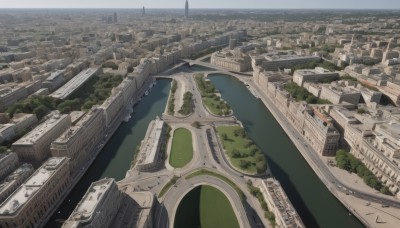 outdoors,water,tree,no humans,from above,building,scenery,city,cityscape,bridge,river,landscape,sky,day,ocean,horizon,road,watercraft,skyscraper,tower,shore,real world location