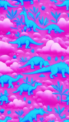 sky,artist name,cloud,from side,pokemon (creature),no humans,animal,leaf,watermark,pink background,cloudy sky,blue theme,animal focus,pink theme,deer,lying,signature,bird,plant,on stomach,too many,pastel colors