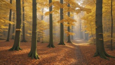 outdoors,day,tree,no humans,leaf,sunlight,nature,scenery,forest,light rays,road,autumn leaves,autumn,path