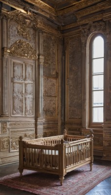 brown hair,day,indoors,no humans,window,sunlight,scenery,wooden floor,stairs,door,railing,architecture,pillar,statue,carpet,church,arch,chandelier,column,standing,chair