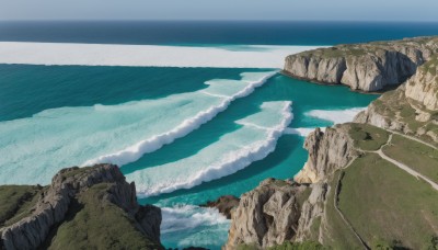 outdoors,sky,day,cloud,water,blue sky,no humans,ocean,beach,scenery,rock,mountain,sand,horizon,waves,landscape,shore,cliff