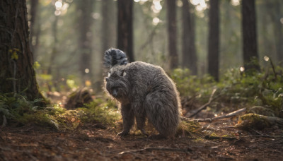 outdoors, blurry, tree, no humans, depth of field, blurry background, nature, forest, realistic