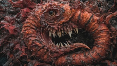 solo,open mouth,yellow eyes,teeth,tongue,tongue out,no humans,sharp teeth,claws,spikes,monster,extra eyes,saliva,fangs,black background,horror (theme)