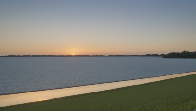 flower,outdoors,sky,cloud,water,no humans,ocean,grass,nature,scenery,sunset,sun,horizon,field,river,evening,mountainous horizon,lake,gradient sky,shore,orange sky,hill,beach