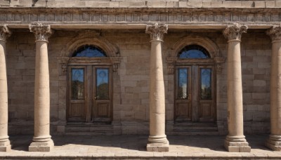 outdoors,day,indoors,no humans,window,building,scenery,stairs,door,architecture,pillar,church,arch,column,sky,blue sky,night,traditional media,sunlight,plant,statue,gate