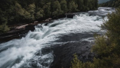 outdoors,sky,cloud,water,tree,no humans,nature,scenery,forest,mountain,watercraft,river,waves,landscape,day,grass,waterfall