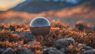 outdoors, sky, blurry, no humans, depth of field, blurry background, scenery, mountain