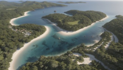 outdoors,sky,day,cloud,water,tree,no humans,bird,ocean,from above,nature,scenery,forest,flying,mountain,road,river,landscape,lake,island,beach,watercraft,ship,boat,shore